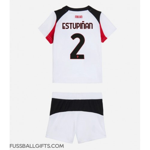 AC Milan Pervis Estupinan #2 Fußballbekleidung Auswärtstrikot Kinder 2025-26 Kurzarm (+ kurze hosen)